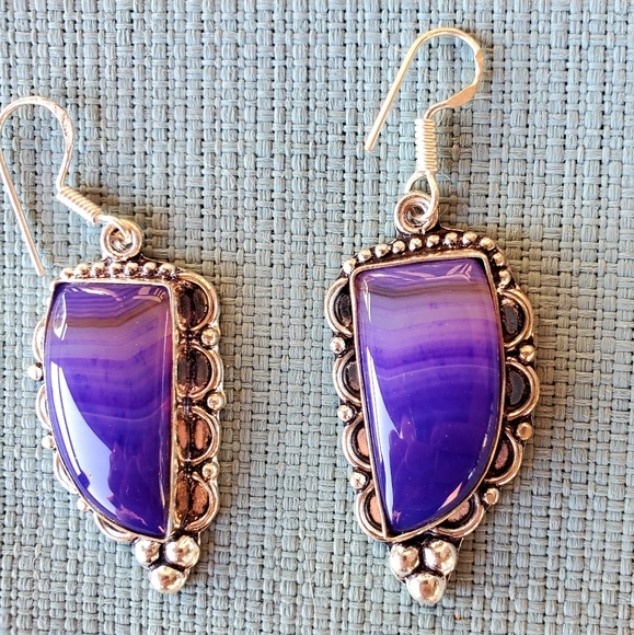 New Botswana Agate 925 Silver Statement Earrings. - Picture 9 of 13